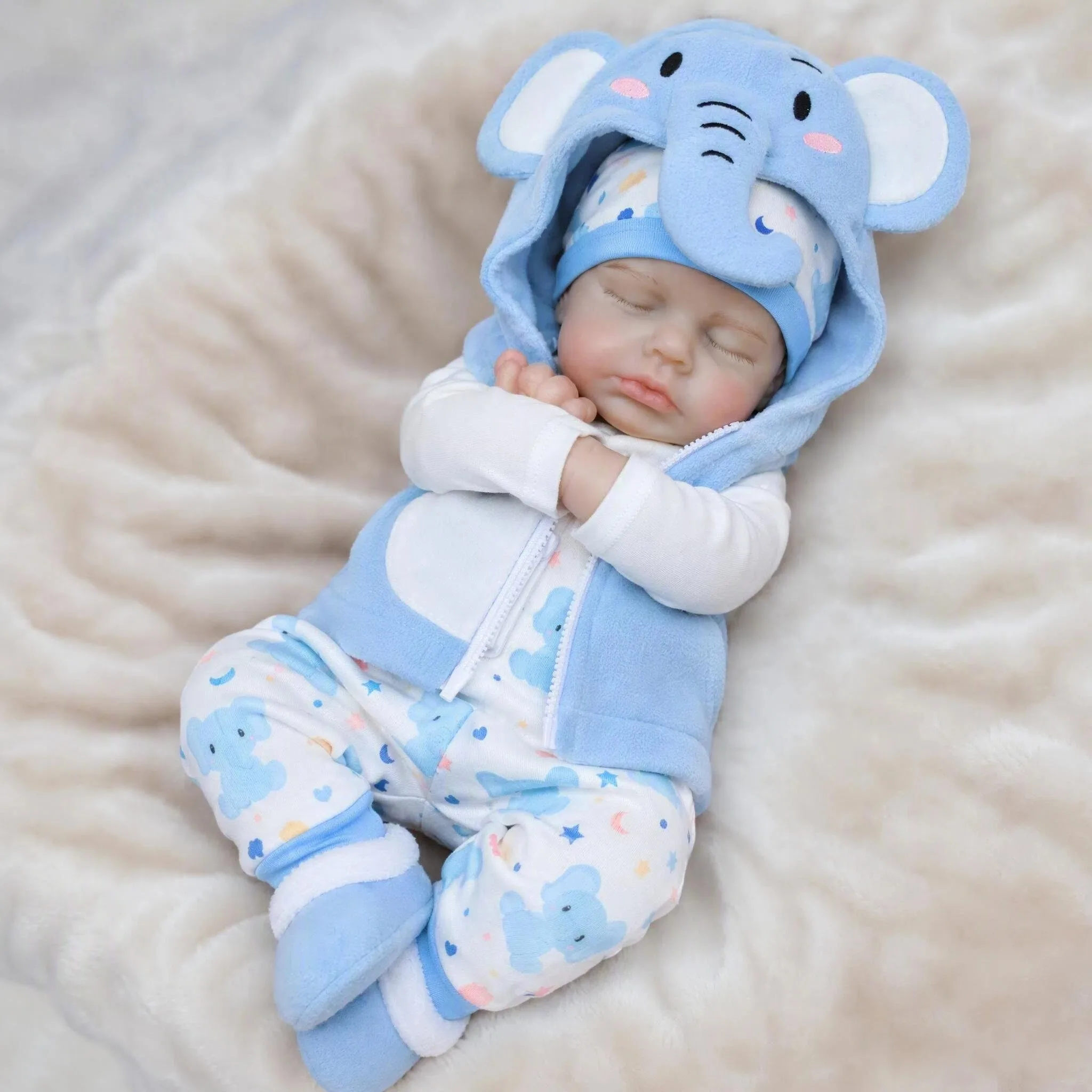 NPK New 40CM Solid Platinum Silicone Reborn Premie Doll Loulou Super Soft Elastic Stretchable Baby 2500G