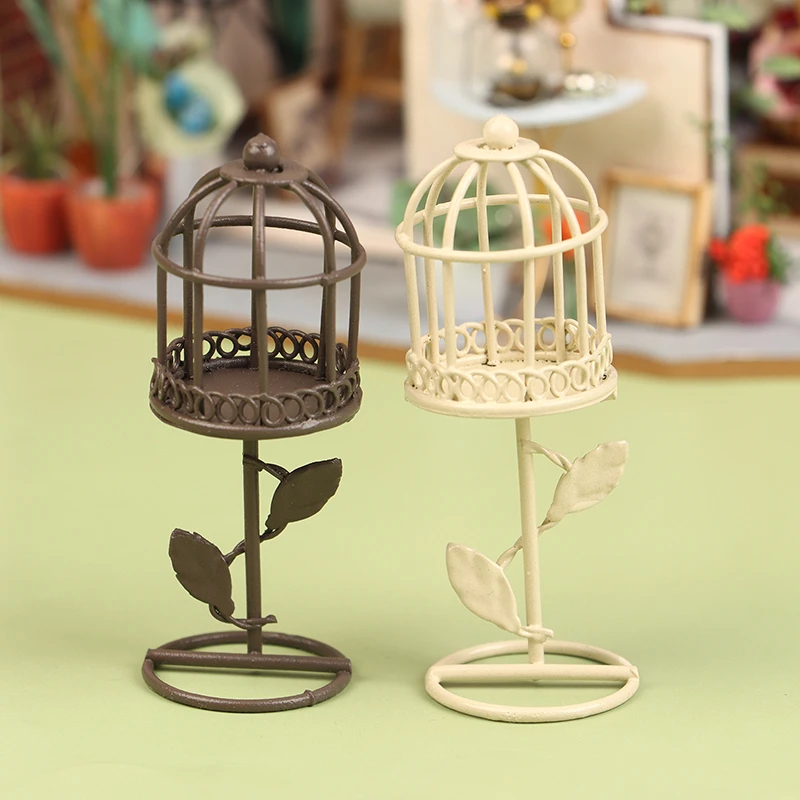 1/12 Poppenhuis Simulatie Mini Metalen Vogelkooi Model Poppenhuis Fairy Tuin Decoratie Micro Landschap Vogelkooi Ambachten Ornamenten