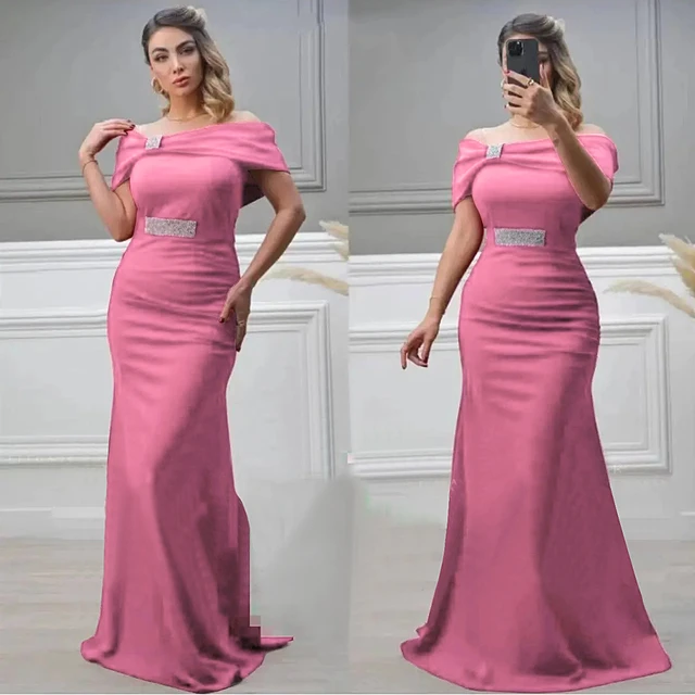 Robe Longue De Soiree De Mariage Pour Femmes Elegante Rouge Manches Courtes Sirene Slim Afrique Vetements AliExpress