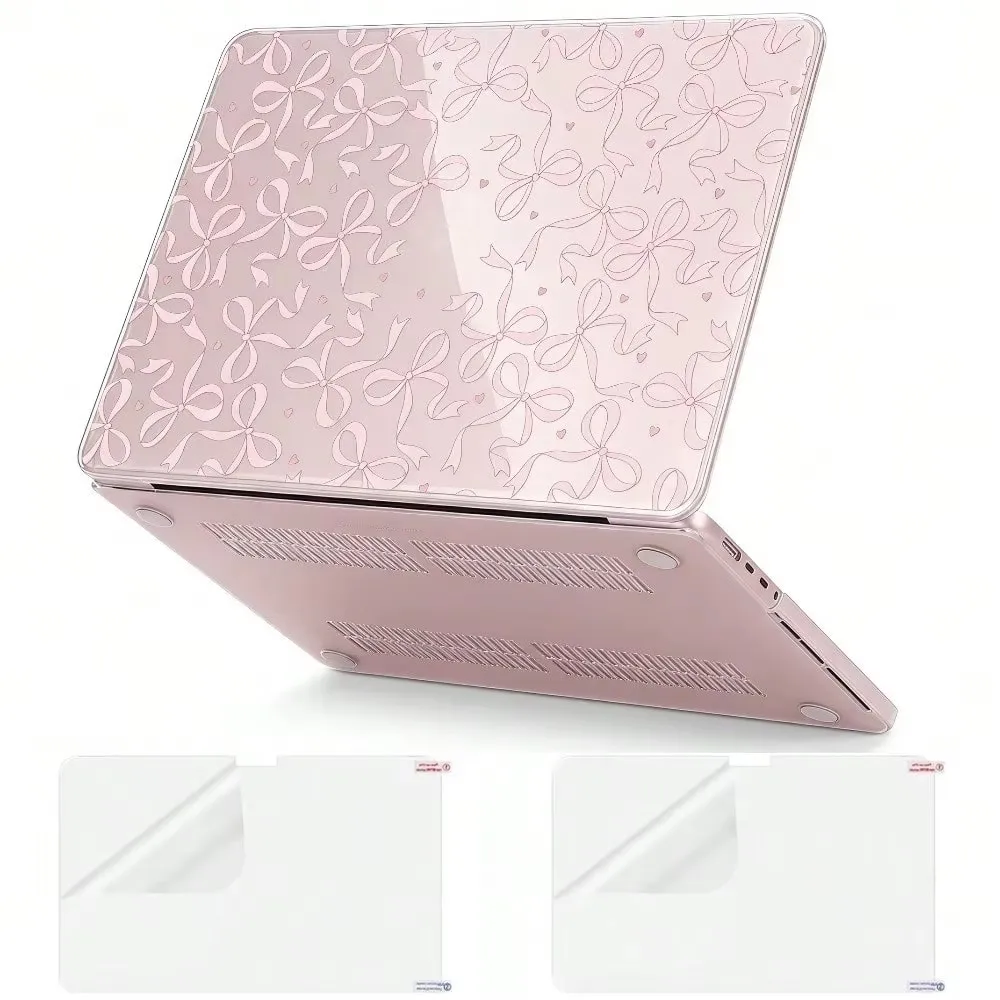 Pink Bow for MacBook Neo Case 13-inch 2026 A3404 A18 Pro chip, Ultra-Clear Crystal Hard Case School Season Screen Film*2