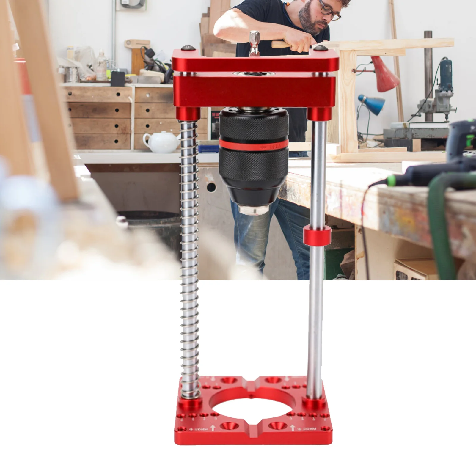 

Drilling Jig Hand Electric Drill Holder Handheld Bench Drill Fixing Bracket 35mm Hinge Hole Locator for Woodworking