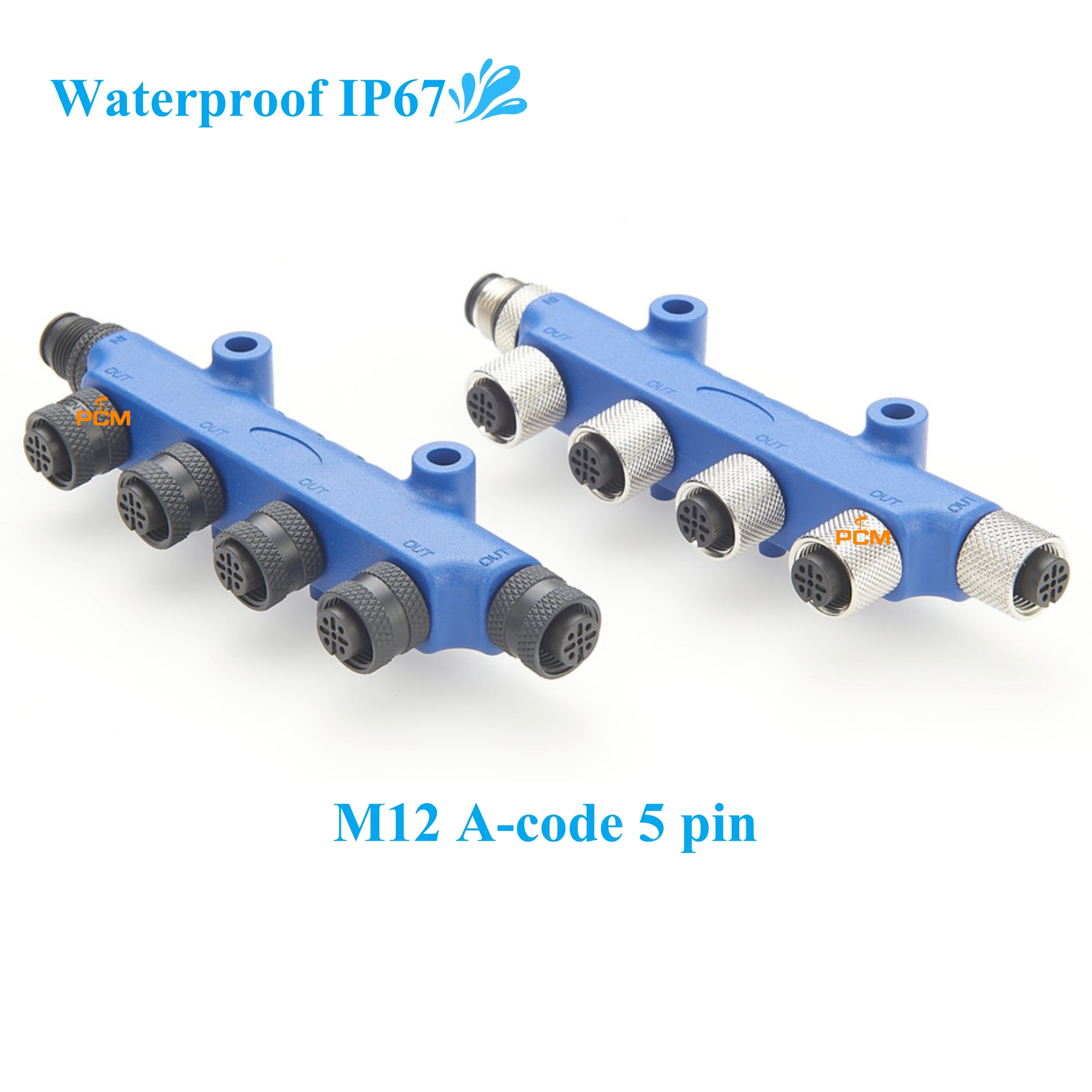 Ethernet M12 A-code 5 Pin CAN Waterproof T Connector Cable Micro-C Low Loss 4 Way Joiner for PROFIBUS CANBus CANopen N2K Sensor