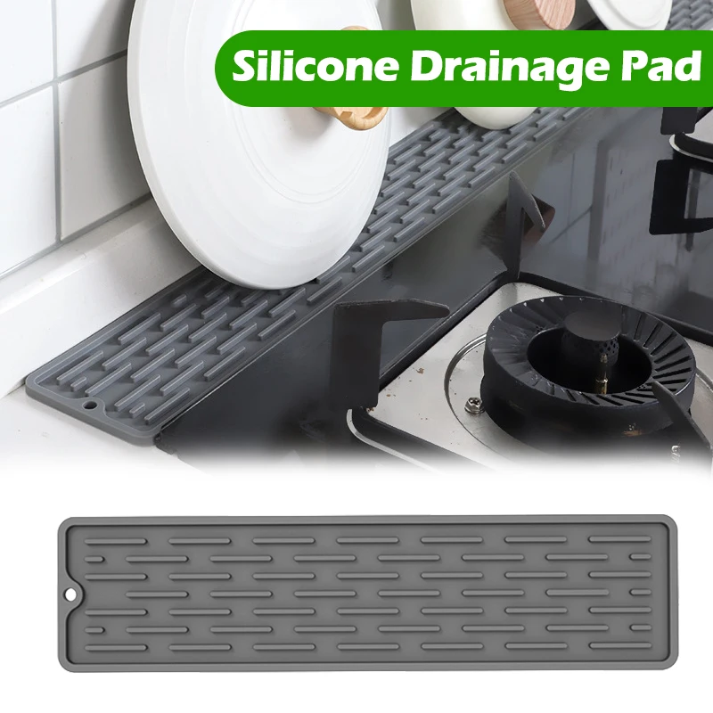 

Long Silicone Dish Drainer Mat - Kitchen Worktop Mat, Chopping Board Anti-Slip Mat, Bar Counter Mat, Silicone Heat-Resistant Mat