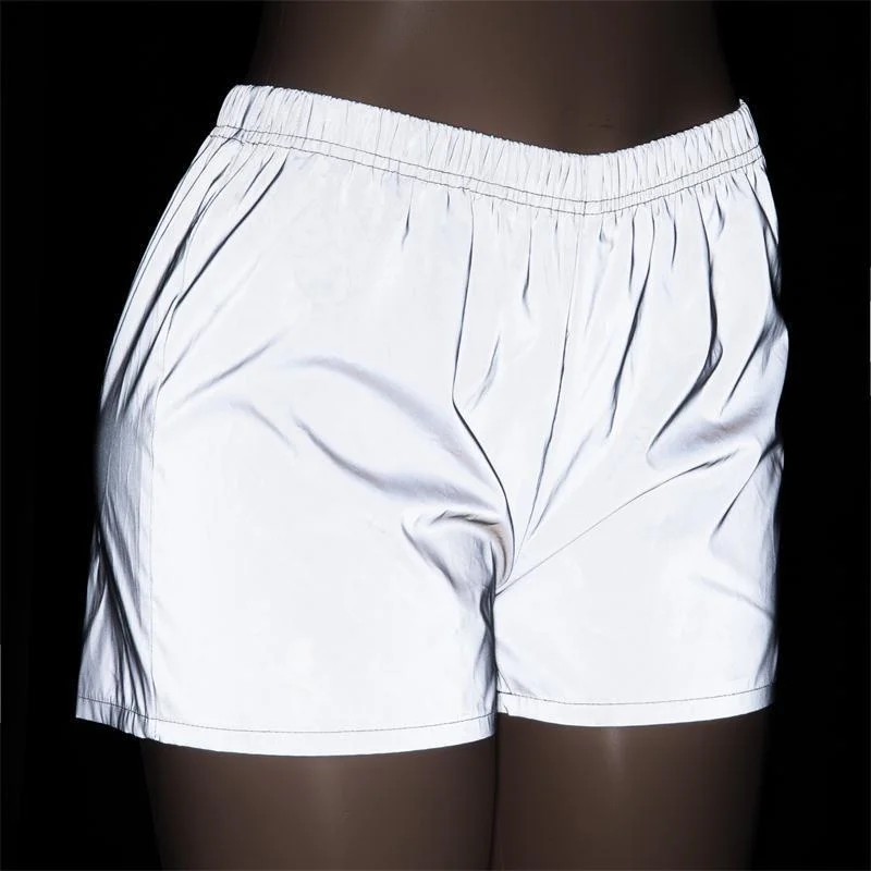 

New women Fashion Hip Hop 3M Reflective Shorts High Waist Corridor Bright Night Light Design Feminine Casual Fluorescent Shorts