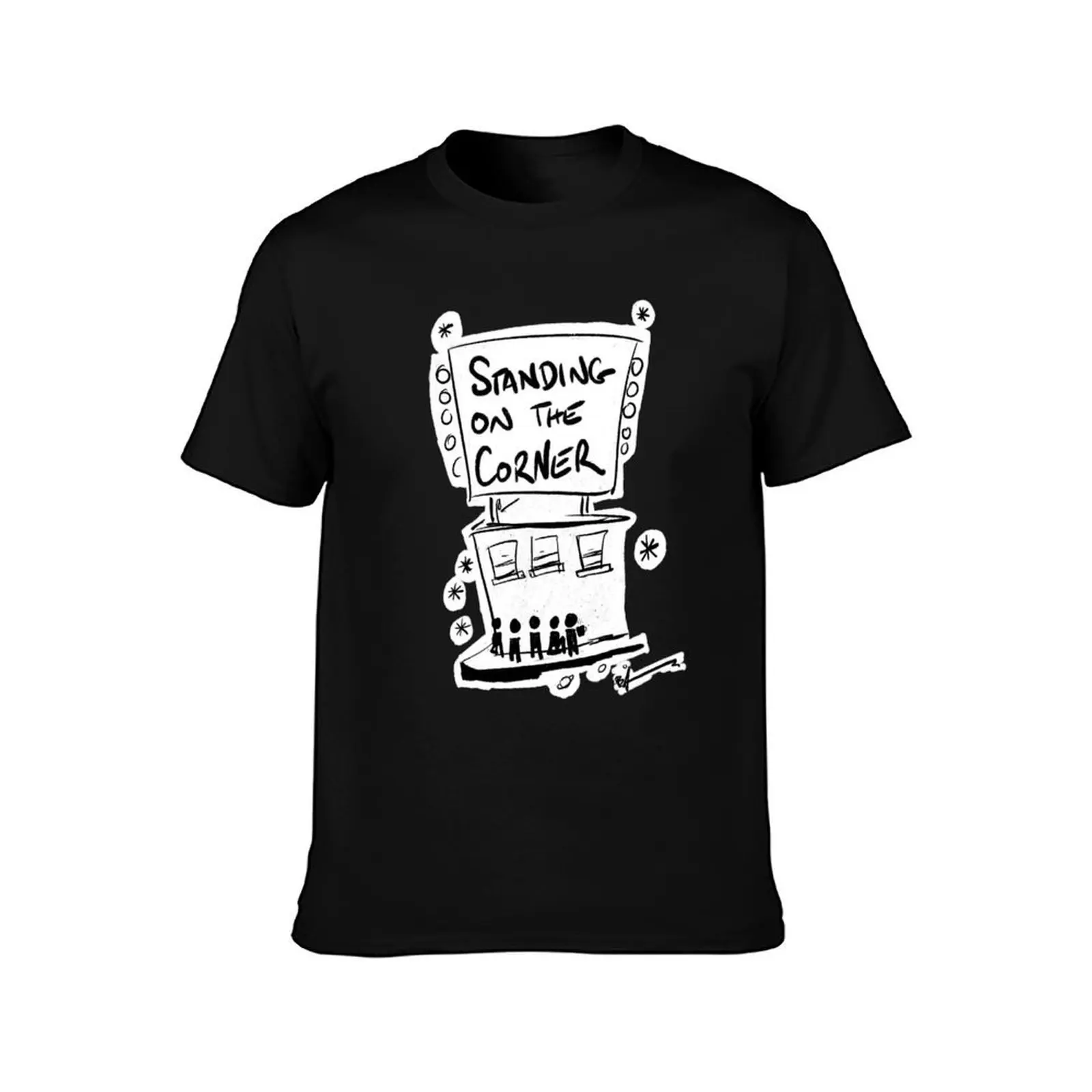 Standing on the corner T-Shirt Summer Casual Cotton Tee Oversized Streetwear Tops Vintage Graphic Print Unisex Men Women