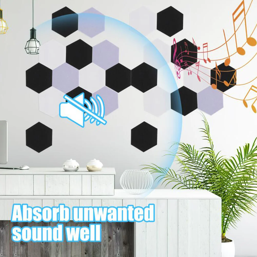 

12Pcs Simple Acoustic Panel Hexagon Felt Wall Board Sound Reducing Material for Room Noise Control Wall Decor Ktv Acoustic Panel
