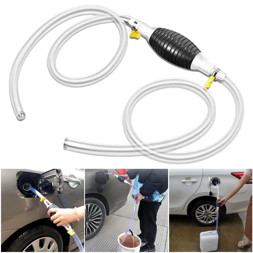 Portable Manual Gas Oil Pump with Hose Oil Water Transfer Pump High Flow Siphon Hand Pump Fit for Fuel Petrol Diesel Gasoline