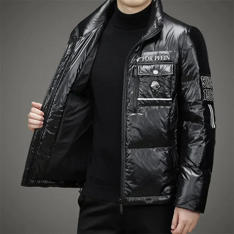 Men's Winter Down Jacket Bright Man Duck Lightweight Padding Designer Clothes Men Casual Sack Coat