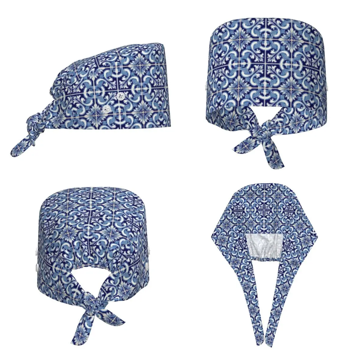 Azulejo Lisbon Azulejos Lisboa Scrub Hat Doctor Working Surgical Cap Men Women Adjustable Nursing Caps for Dentist