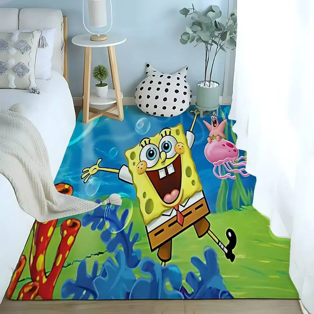 Anime S-SpongeBobs Floor Mats Home Laundry Rug Carpet For Living Room Decor Lounge Area Anti-slip Foot Mat Entrance Doormat