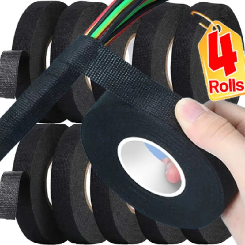 Electrical Tape Heat-resistant Harness Bundle Insulation Auto Wiring Fabric Cloth Wrap Waterproof Cable Organizer Adhesive Tapes