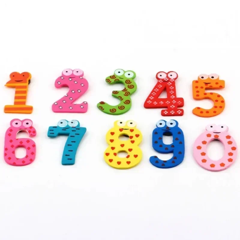 1 Set of 0-9 Number Wooden Cute Fridge Magnet Fridge Sticker Kid Baby Education Learning Toy Gift Home Decor