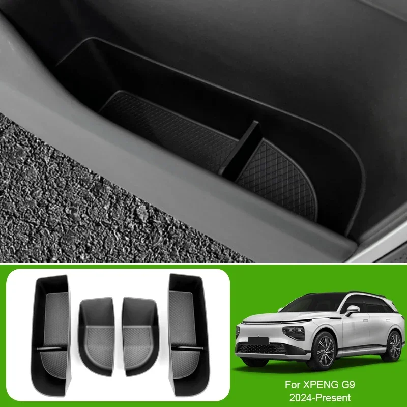 Car Door Barrel GPS Below Console Wireless Charge Armrest Storage Organizer For XPENG G9 2023-Present Auto Tray Mat Accessory