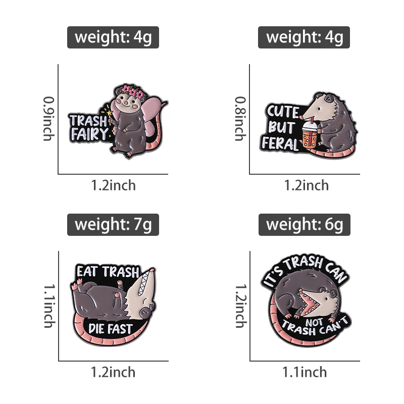 Trash Fairy Enamel Pins Cute But Feral Eat Trash Die Fast Opossum Badges Lapel Brooches Jewelry Accessories Gift For Friends