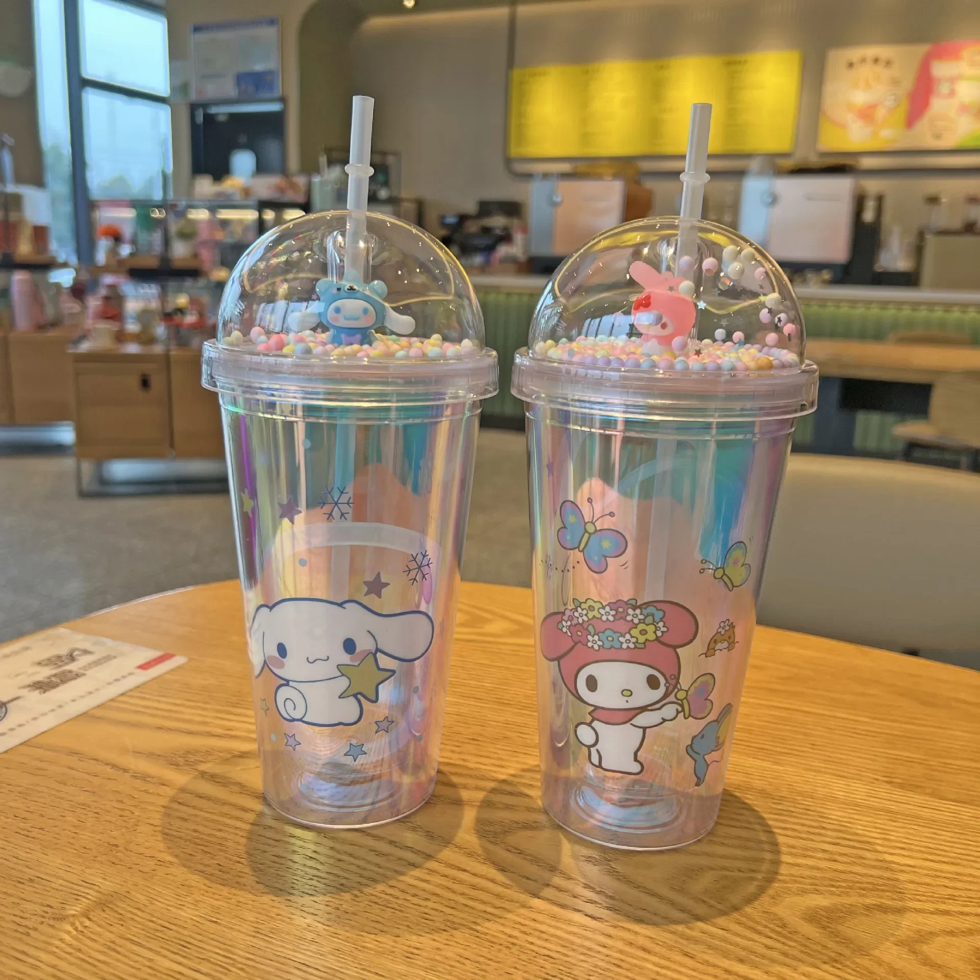 Tazza di gelato schiacciato paesaggio a doppio strato Pompompurin Bambini Cartoon Tazza di acqua di paglia Succo di grande capacità Tè al latte C