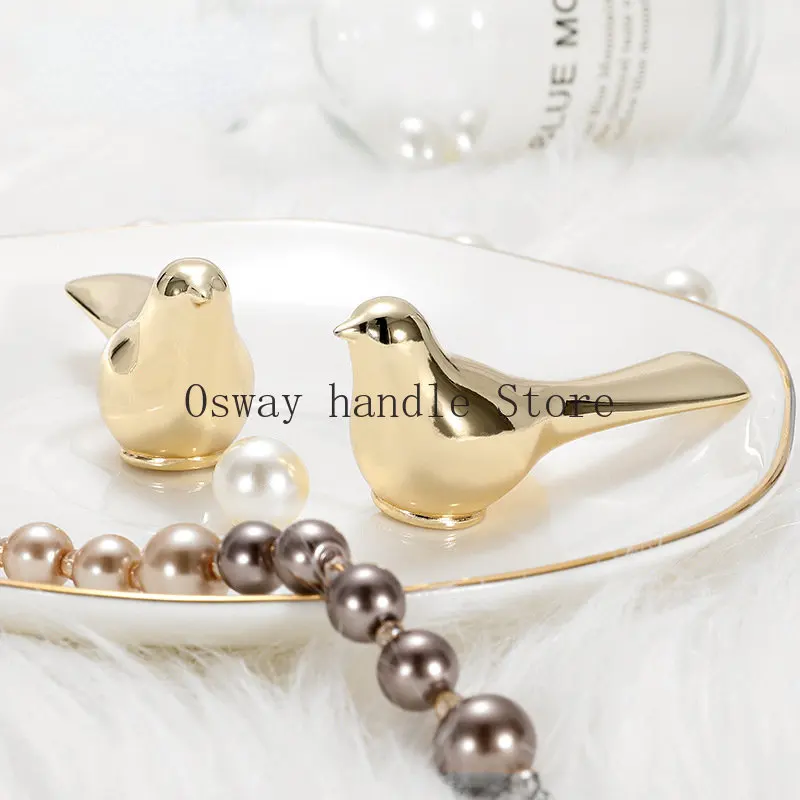 Gold Bird Cabinet Knobs Animal Drawer Pulls Wall Hanging Hook Vintage Kitchen Door Handles And Knobs Furniture Handle Decoration