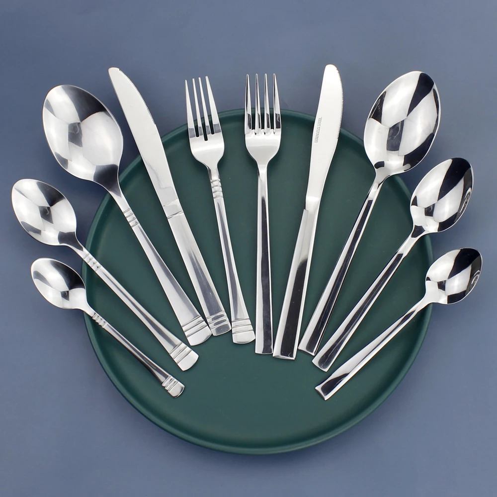 Recommended Classic Dinnerware Cutlery 5 in 1 Set Mirror Stainless Steel Elegant Silverware Kitchen Utensils For Home Restaurant