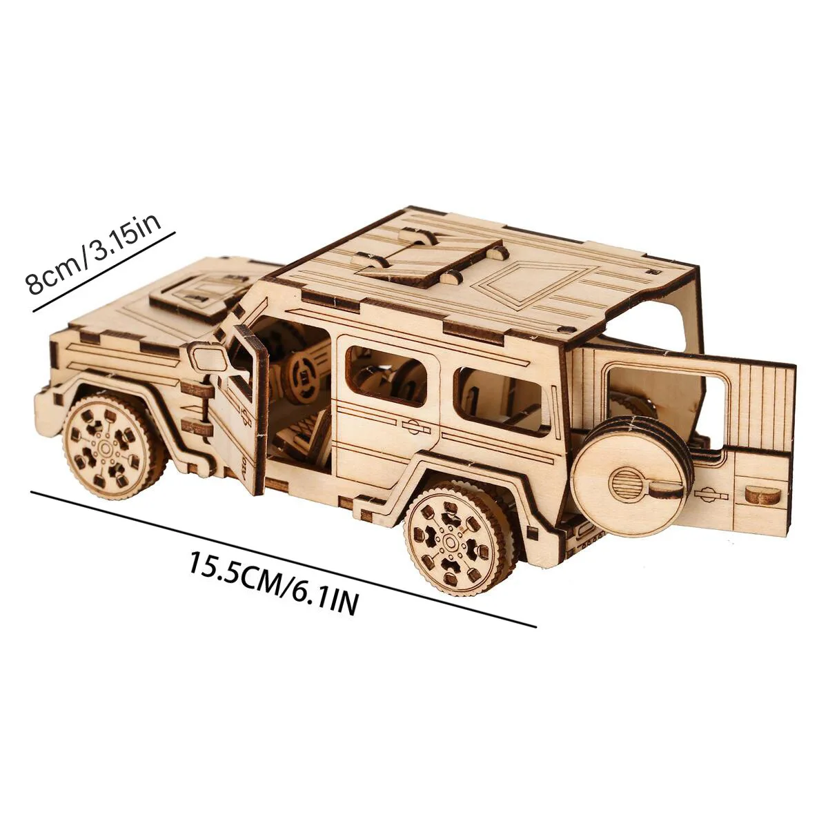 Fotografia 5: Kit de modelo de carro de madeira 3D OUZEY - quebra-cabeça de montagem com corte a laser DIY, projeto de construção educacional para adultos e adolescentes de 14 anos ou mais