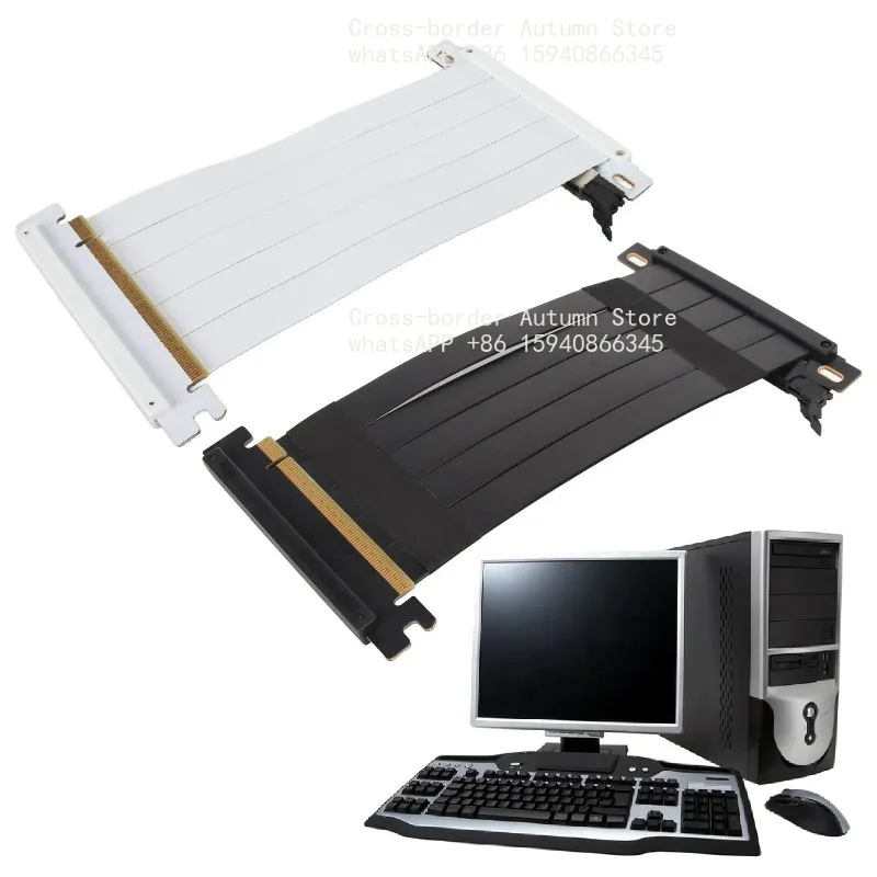 GPU 연장 케이블 안정적인 PCIE 4.0 X16 연장 리저 케이블 180도 고속 플러그 앤 플레이 RX 7800 XT용 RX 7600용 썸네일 2