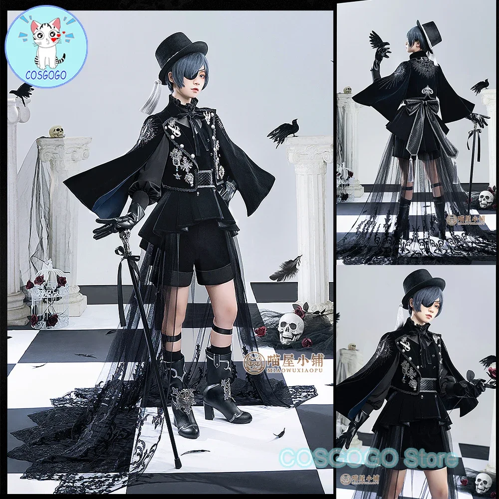 COSGOGO Anime Black Butler 15th Anniversary Ciel Phantomhive Full Dress Cosplay Costume Halloween Outfits Clothing Anime Suit