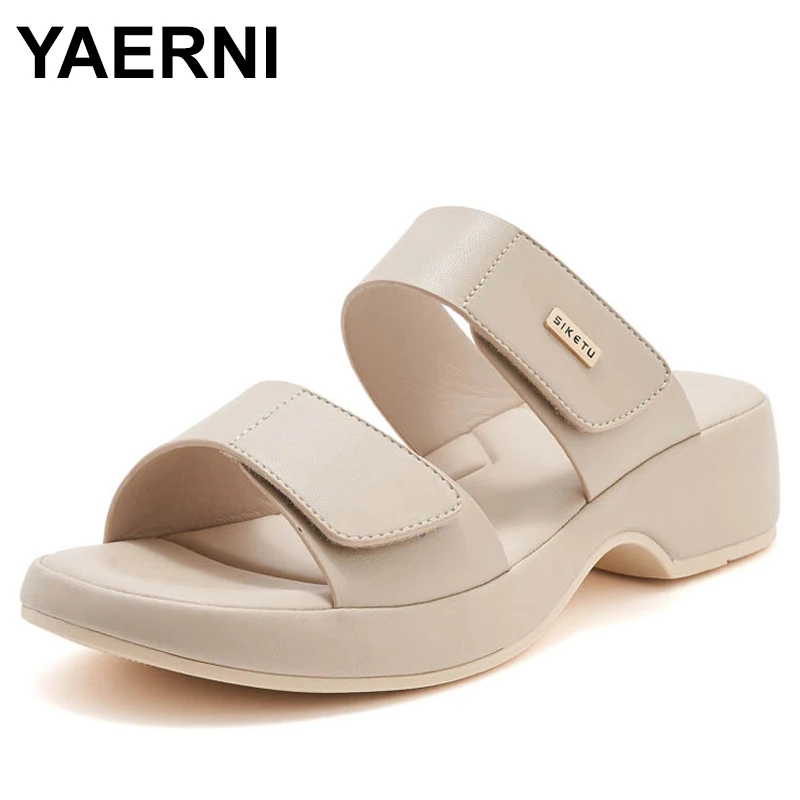 

New Spring And Summer Casual Velcro Non-Slip Beach Wedge Large-Size Slippers Comfortable Breathable And Fashionable Mother Shoes
