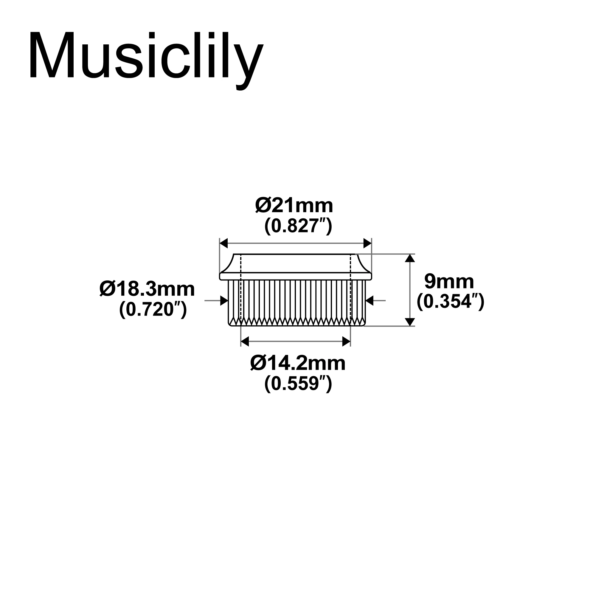 Musiclily Pro 18.3mm Vintage Tuner Bushings Tuning Pegs Ferrules for Squier PB JB Style Electric Bass (Set of 4)