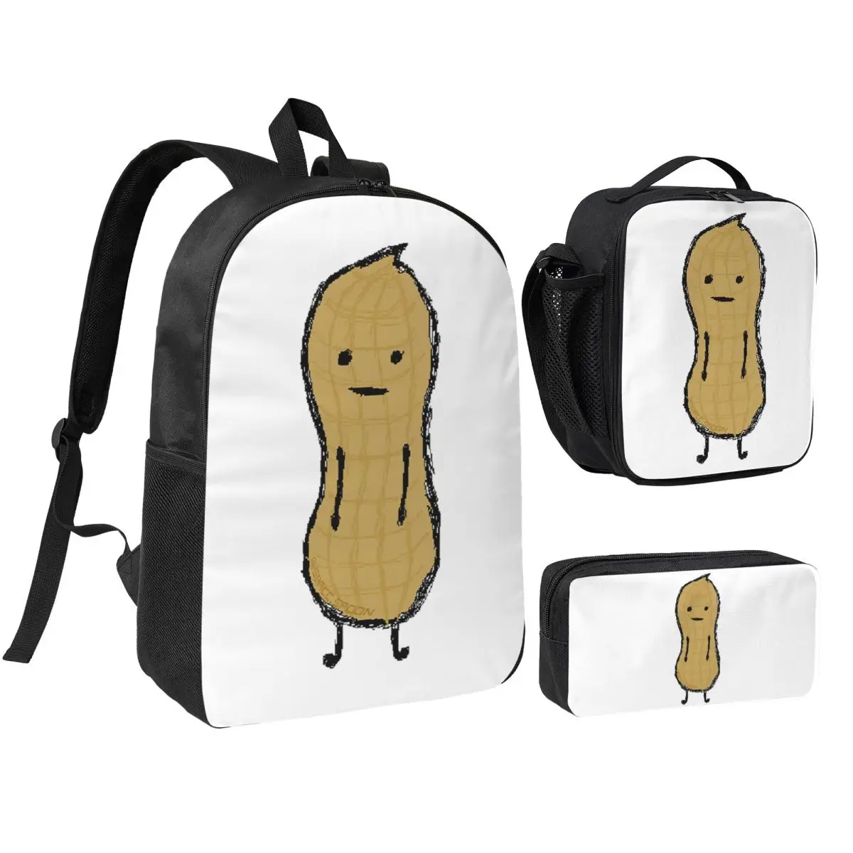 

Peanut Backpack Student BookBag School Bag Shoulder Bags 3ps Insulated Lunch Bag Pencil Case
