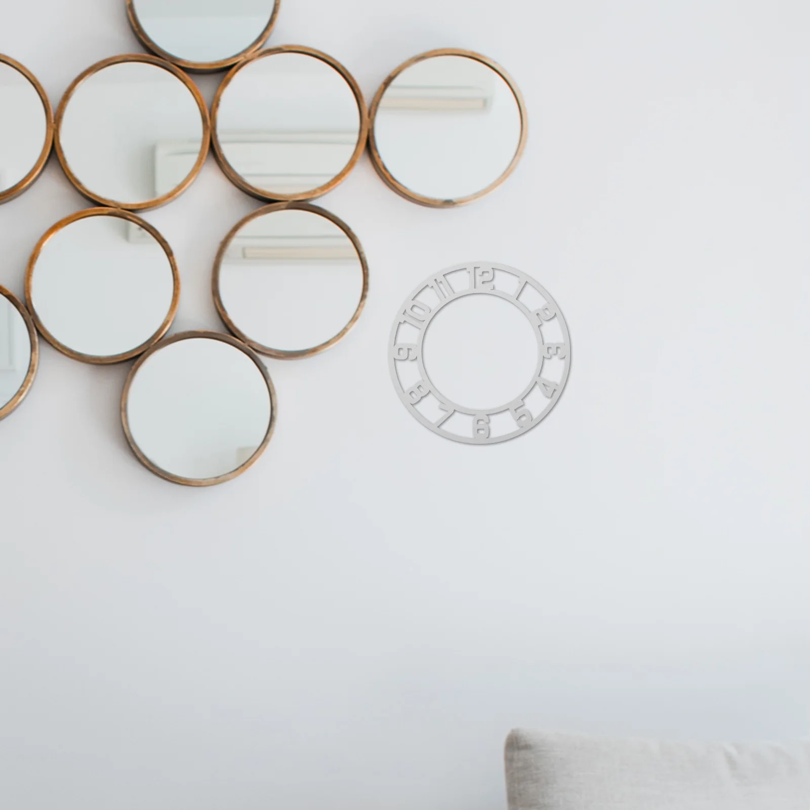 

2Pcs Acrylic Mirror Wall Clock Stickers Circular 25cm Arabic Numerals Decorative Wall Decals Living Room Hotel