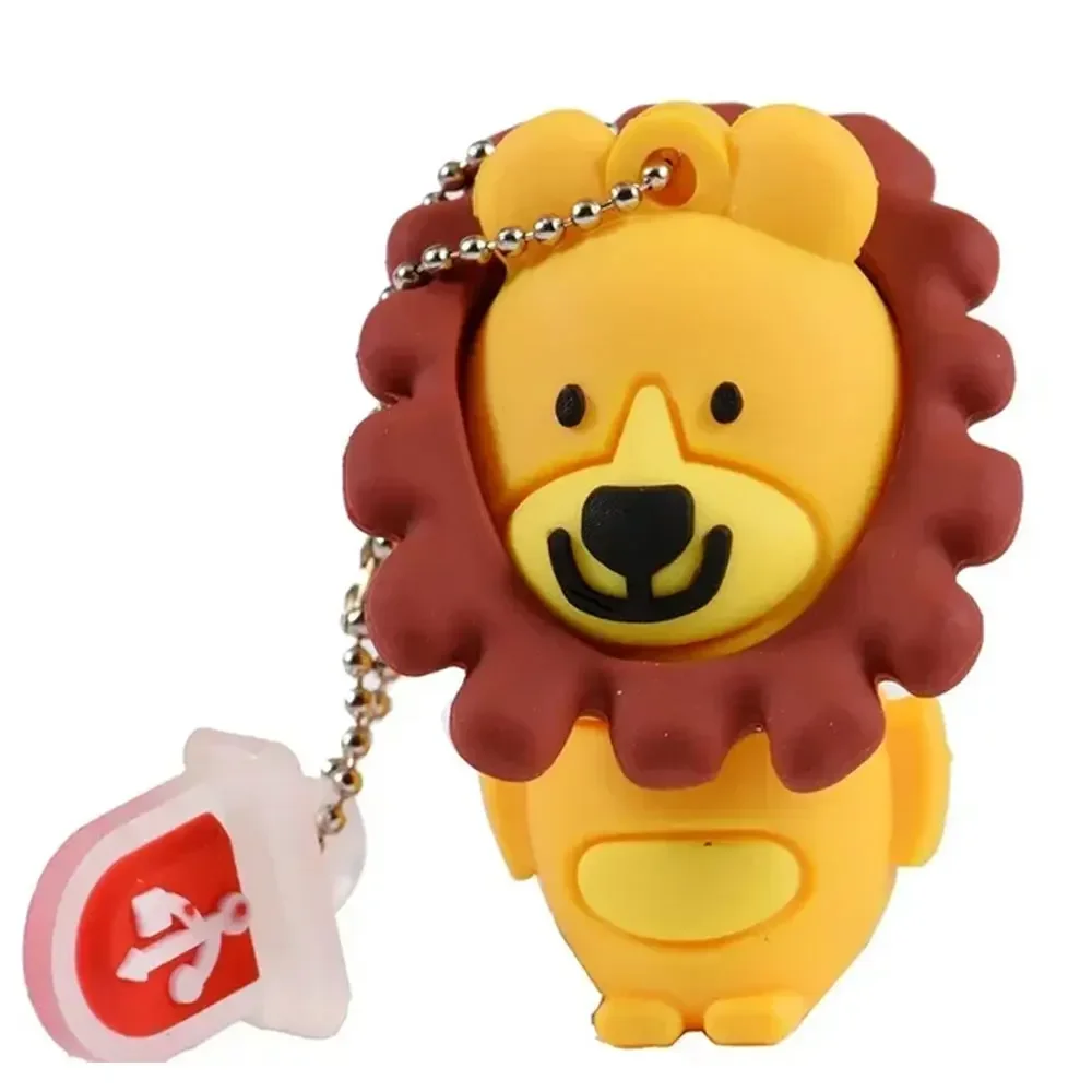 น่ารักการ์ตูนสัตว์เพนกวิน 64GB 128GB USB 2.0 แฟลชไดรฟ์ 4GB 8GB 16GB 32GB Lion Pendrive Cle หน่วยความจํา Sticks ไดรฟ์ปากกาไดโนเสาร์