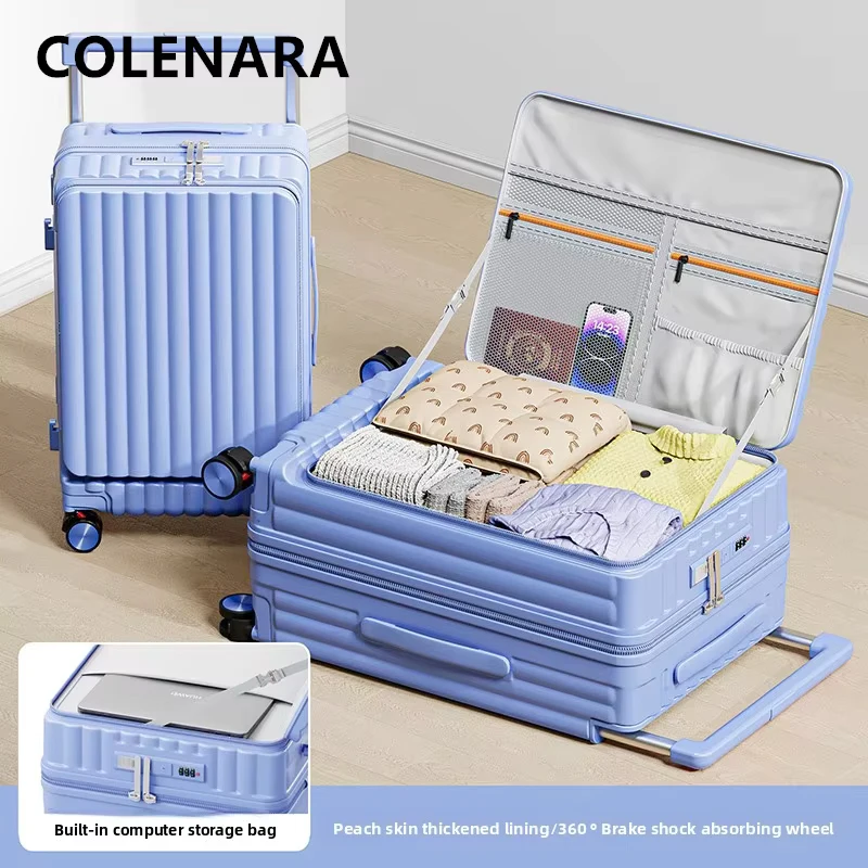 COLENARA Large Capacity Suitcase Side Opening Boarding Box ABS + PC Trolley Case 20