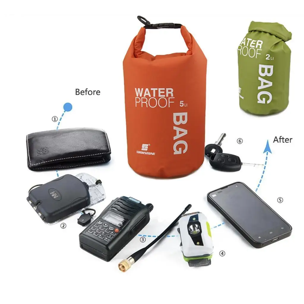 High Quality 2L Waterproof Bag Pouch for Camping Boating Kayaking Fishing Rafting Canoeing Swim Hiking Outdoor Accessory