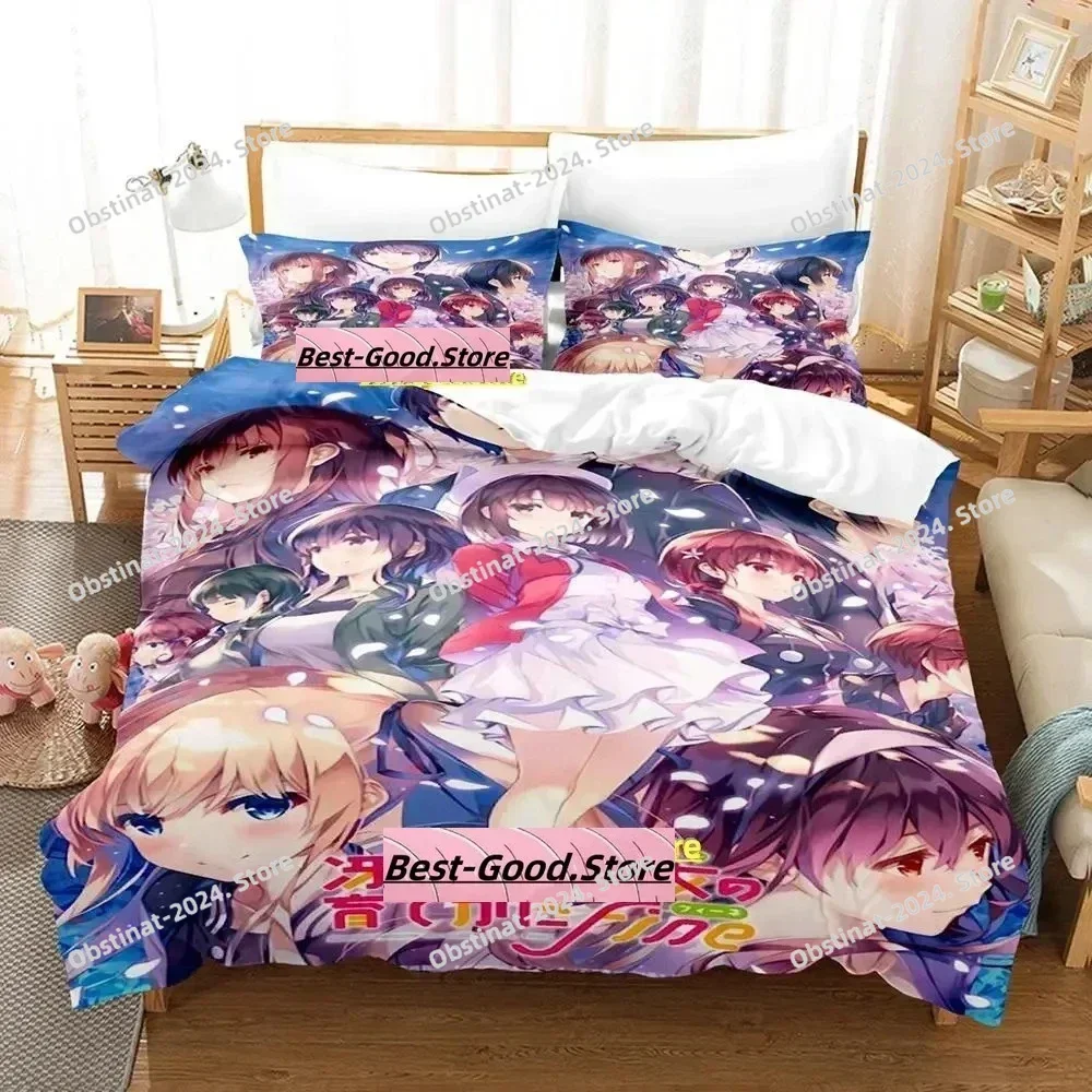 2025 New Saekano How to Raise a Boring Girlfriend Bedding Set Cartoon Anime 3 piece set Adult Kid Bedroom Duvetcover Set bedroom