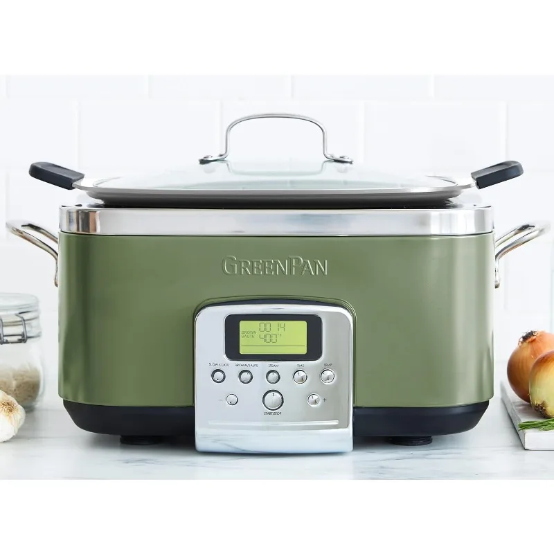 8 in 1 Programmable 6QT Electric Slow Cooker Dishwasher Safe Lid and Removable Pot Ceramic Non-stick Multi-function Cooker