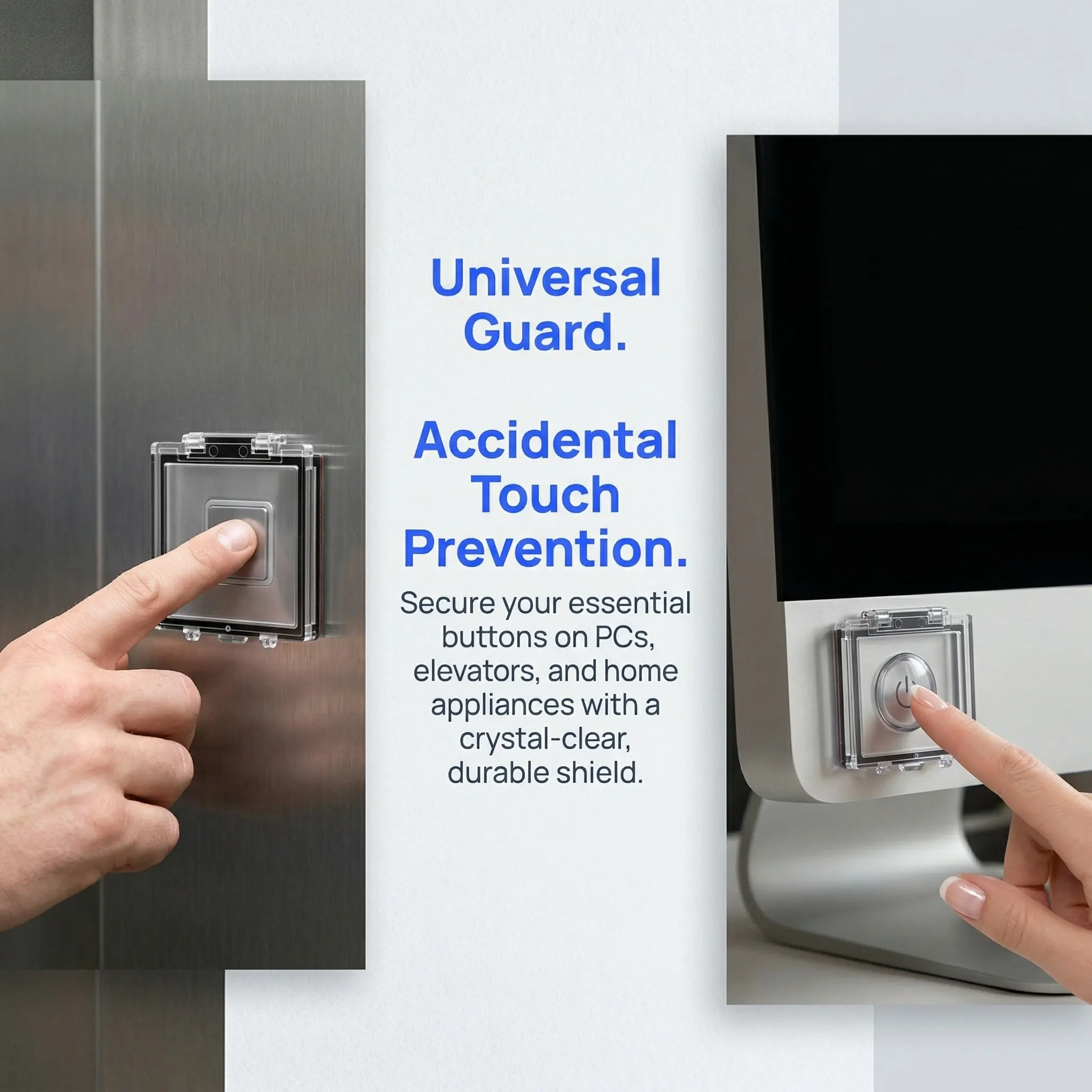 3Pcs Power Button Switch Cover Transparent Protective Case Dustproof Guard Anti-Accidental Touch 50x55mm for Pc Elevator Washing