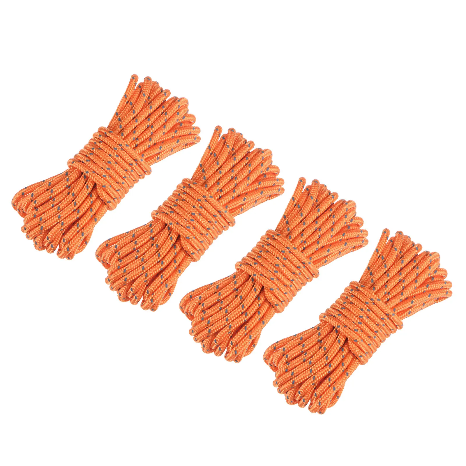 uxcell 4Pcs Tent Rope 3mm 13.12ft Polyester Cord Fluorescent Reflective Orange for Outdoor Camping Canopy