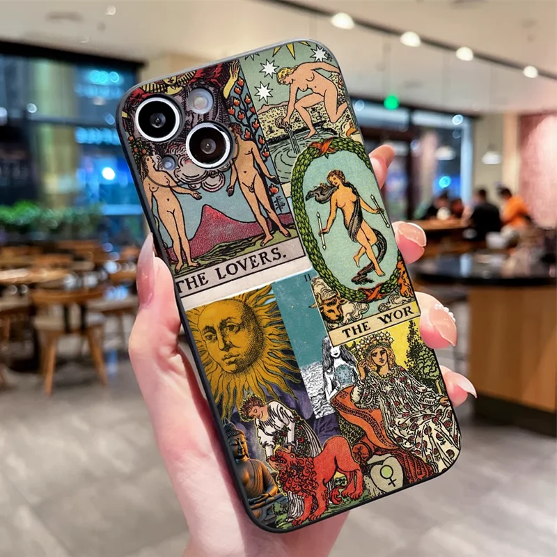 Witch Tarot Card Collage Art Phone Case for IPhone 15 16 14 13 12 11 Pro Max 7 8 14 15 Plus 16E SE4 X XR XS Soft Silicone Covers view 3