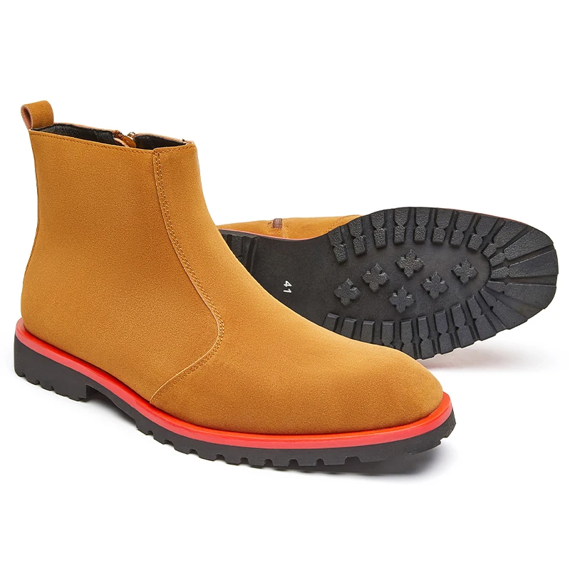 Original Designer Men's Chelsea Boots Brand Gentleman Suede Leather Boots ZIP Men High Top Boots Men Casual Shoes Size 38-46