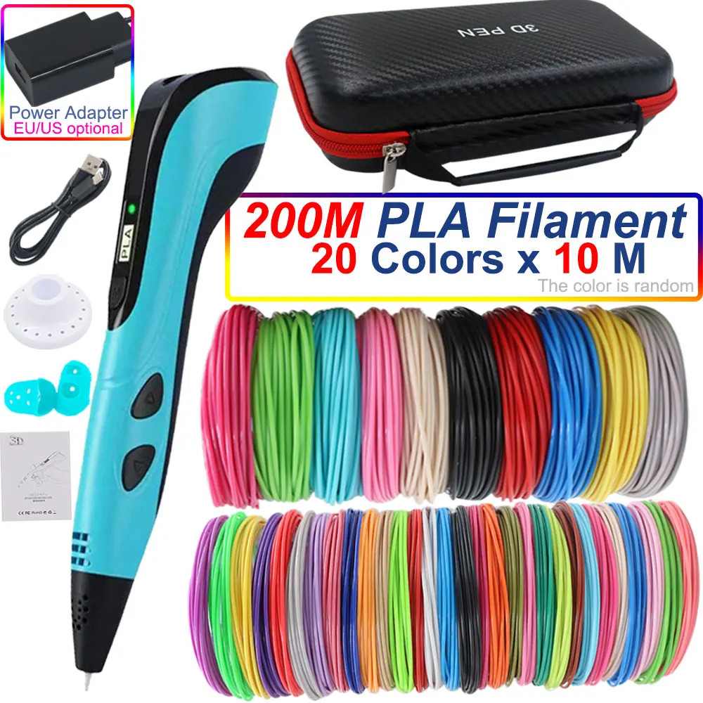 Novel Children's 3D Printing Pen Set 3D Pen Wit LCD Screen Power Adapter PLA Filament Travel Box Kids Christmas Birthday Gift