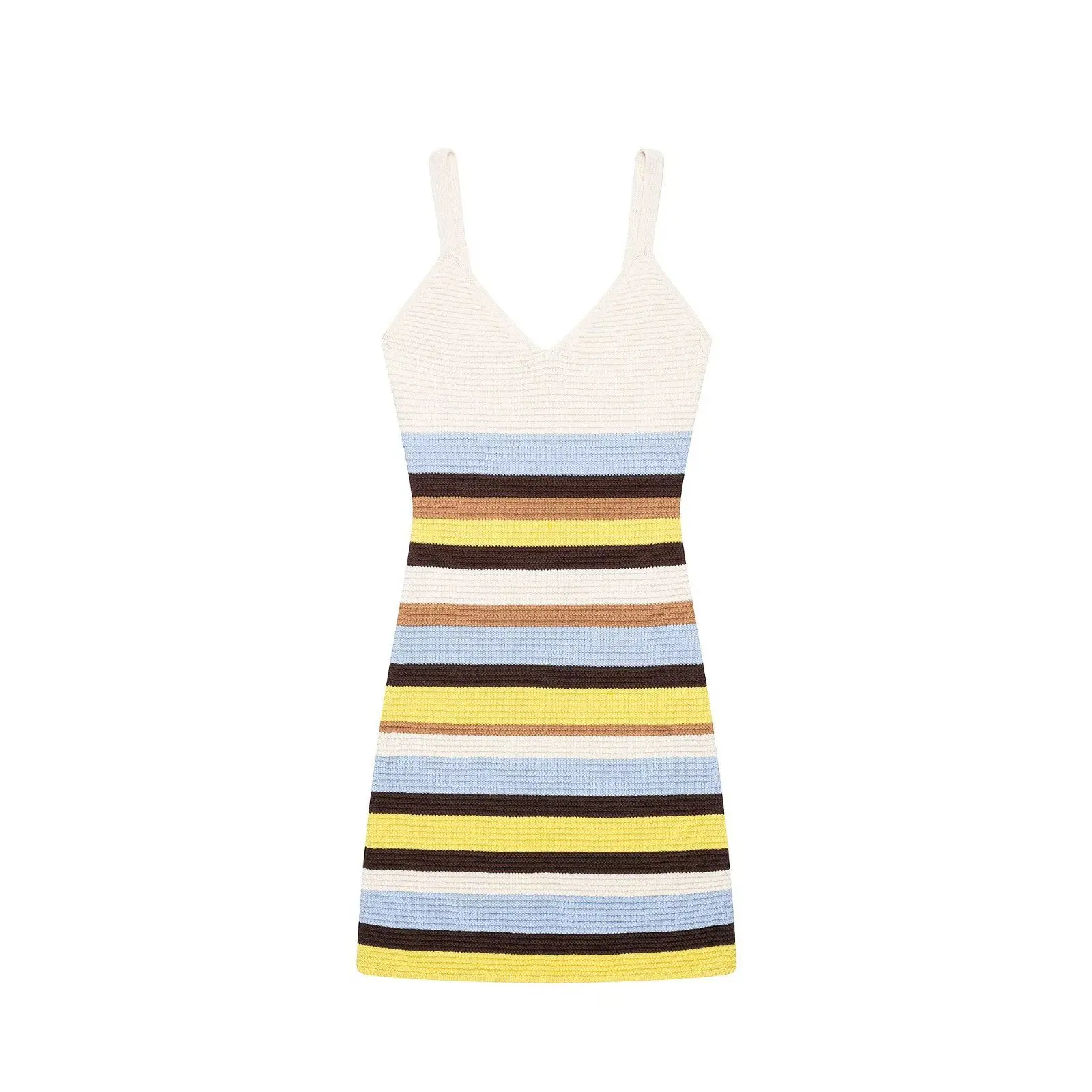 

Dave&Di New Women's Fashion Striped Knitted Short Dress Woman Clothes Dress Elegant Party Dresses Vestidos Women's Dress