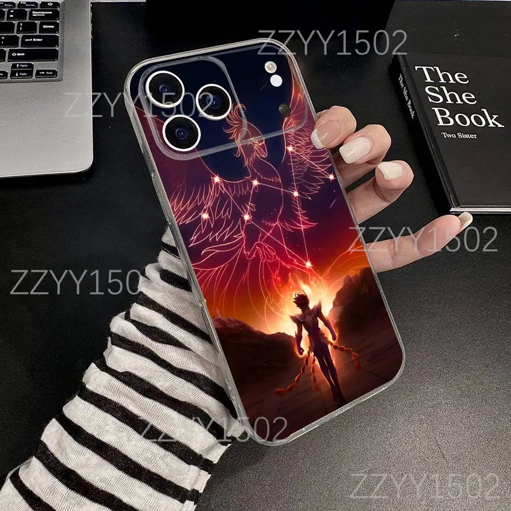 S-Saint Seiya Knights Zodiac Funda de teléfono para iPhone 17,16,15,14,13,12,11 Pro,Max,Plus,X,XS,XR,SE4,E Mini transparente suave