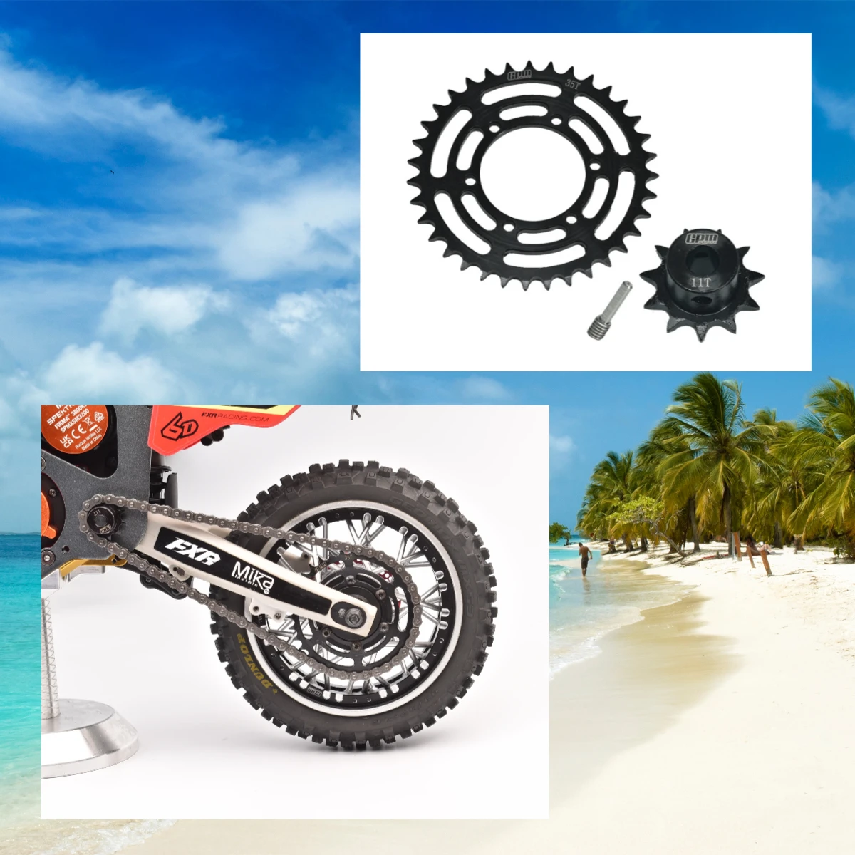 

GPM Carbon Steel Hub Chain Sprocket Set 35T/11T For LOSI 1/4 Promoto SM .MX LOS06000.LOS06002