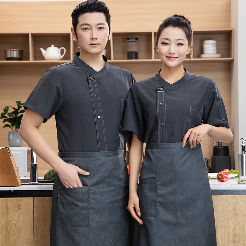 

Western Food Chef Overalls Summer Short-Sleeved Restaurant Hotel Kitchen Chef Clothing Thin Men and Women Workwear