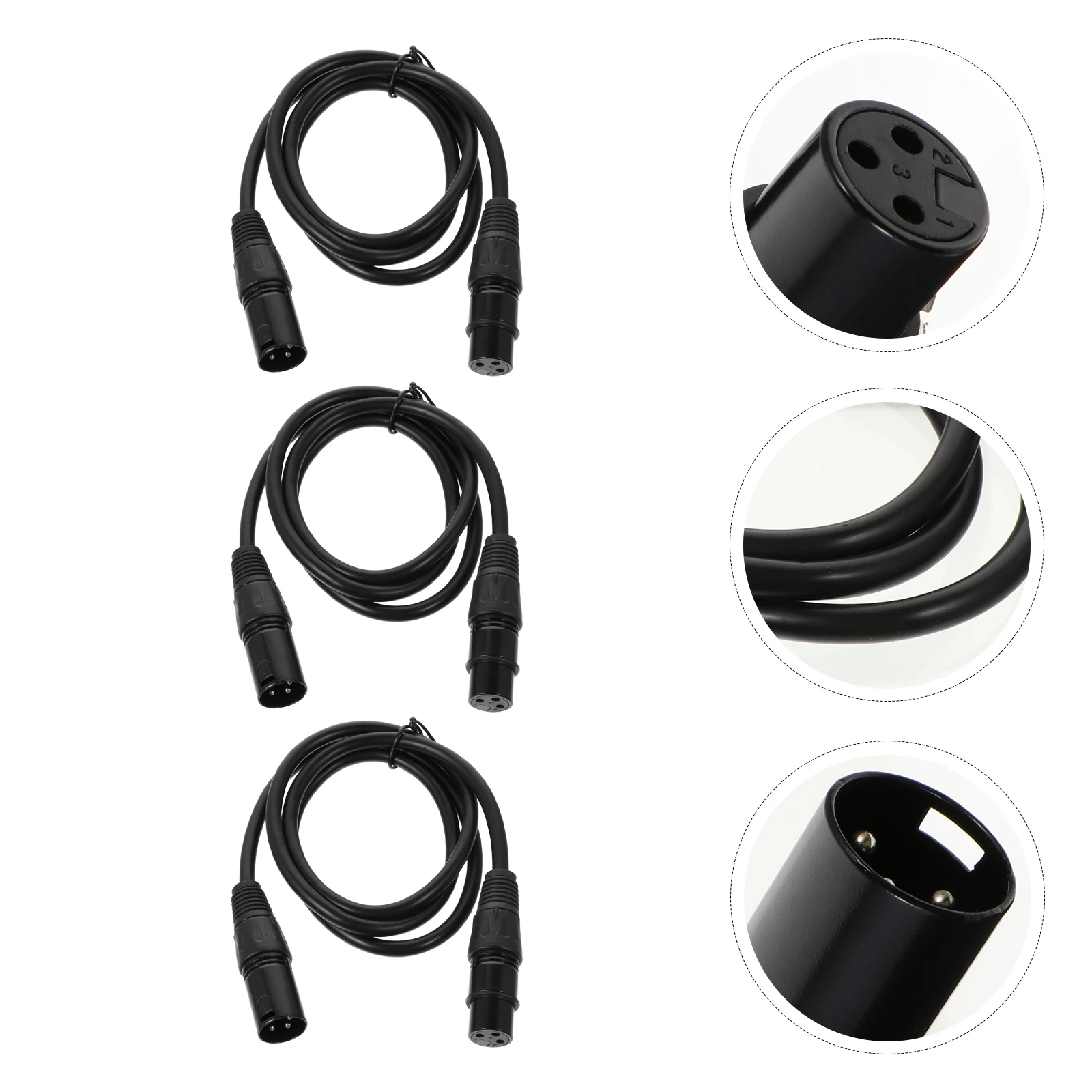 

3 pcs Microphone Audio Cable XLR Male to Female Connector for Speaker System Pure Copper PVC Durable Easy Storage