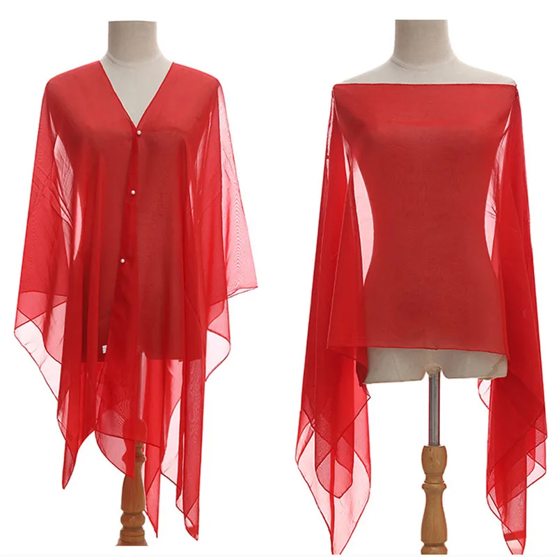 Fashion Floral Transparent Chiffon Pearl Buckle Beach Bikini Sun Clothing Women Cardigan Blouse Summer Cape Sunscreen Shawl V39