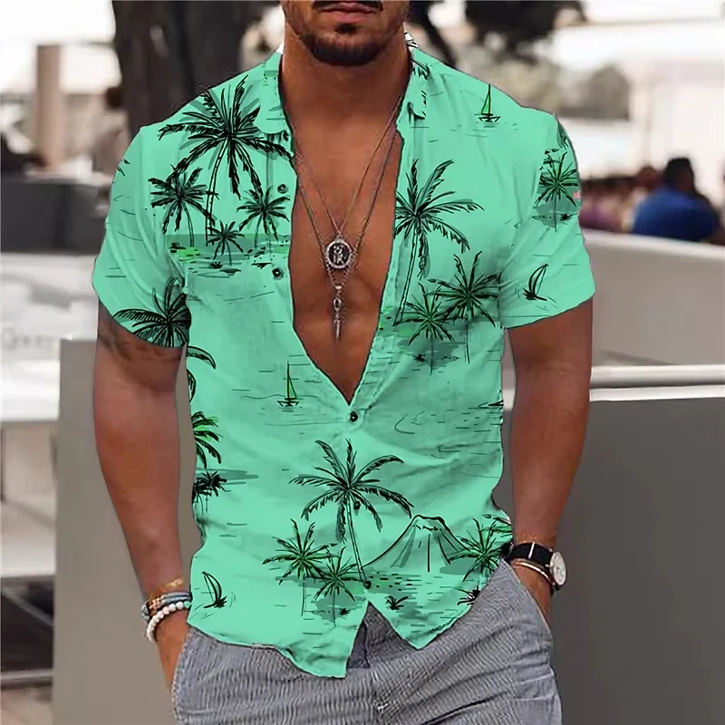 Hot Sale Summer Men's Clothes 3d Printed Men's Hawaiian Shirt Men's Loose Casual Retro Oversized Fashion Beach Hawaiian Shirt