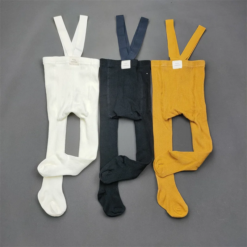 Spanish Spring and Autumn High-waist Suspenders Nine-point Pants Baby Big Ass Leggings Baby Leggings Widened Crotch