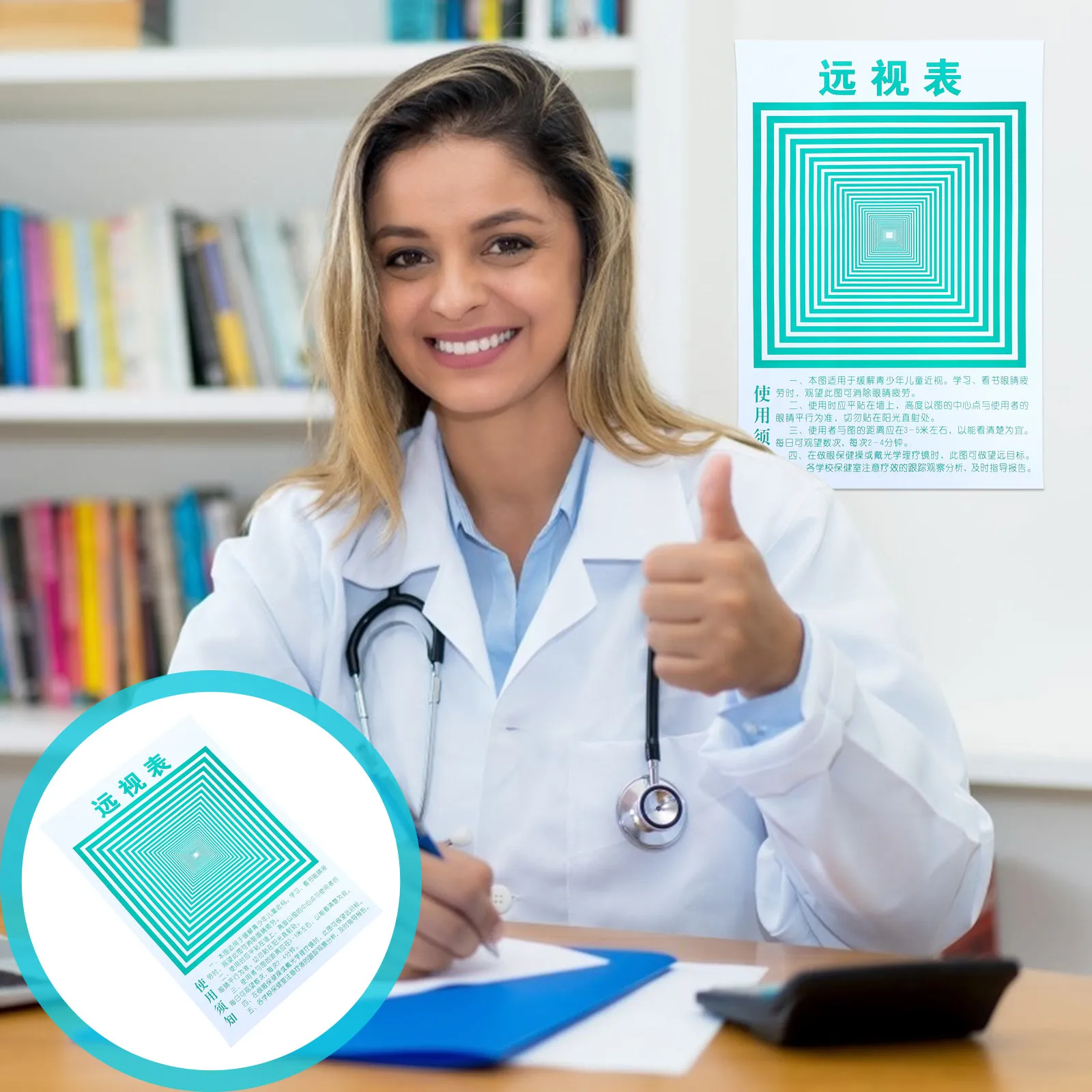 

3 Sheets PVC Hyperopia Eye Chart Wall Hanging Visual Acuity Logarithmic Chart for Home School Clinic Eye Testing