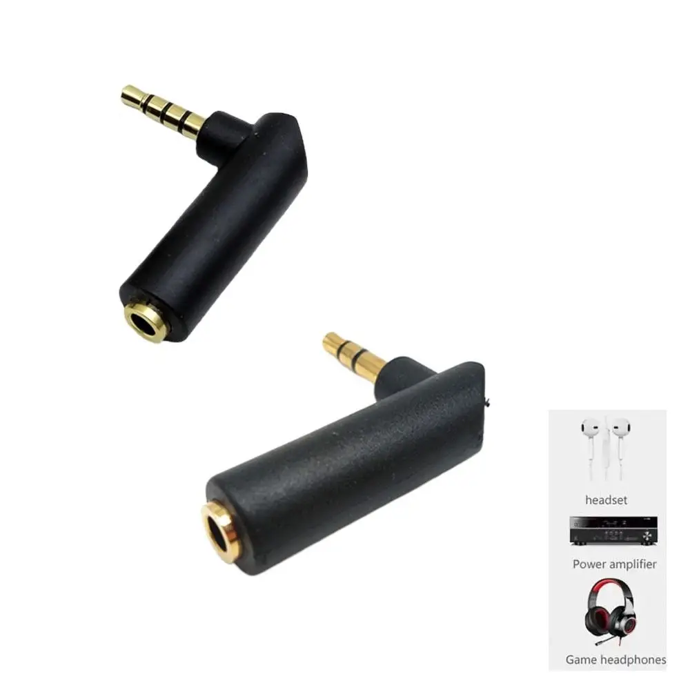 3.5mm 3/4Pole Gold-plated Connector Male to Female 90 Degree Audio Adapter Headphone Adapter L Shape Jack Adapter Connector