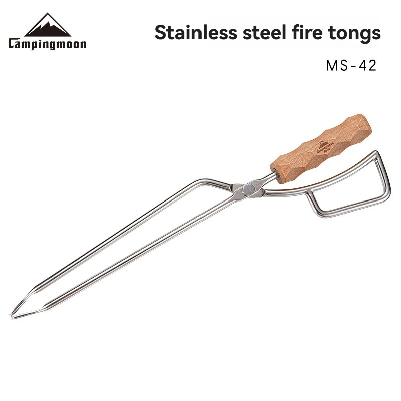 

CAMPINGMOON MS-42 Folding Garden Stainless Steel Firewood Tongs Camping Portable Foldable Outdoor Camping Charcoal Tongs