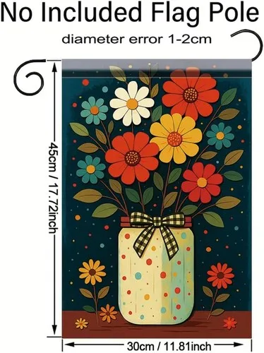 Floral Mason Jar Garden Flag Double Sided Outdoor Yard Banner with, 12x18 inch XXQ